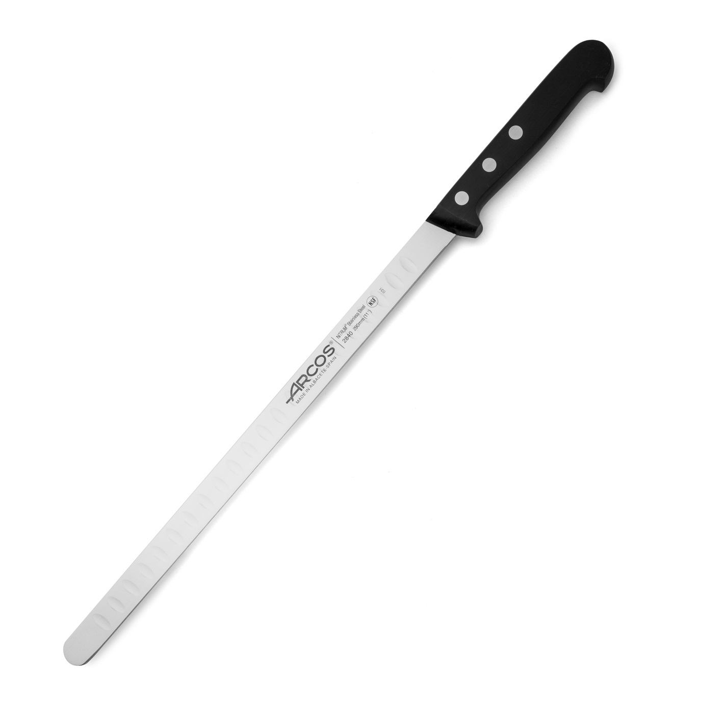 Faca Arcos para salmão com ponta redonda e lâmina oca de 29 cm, s...