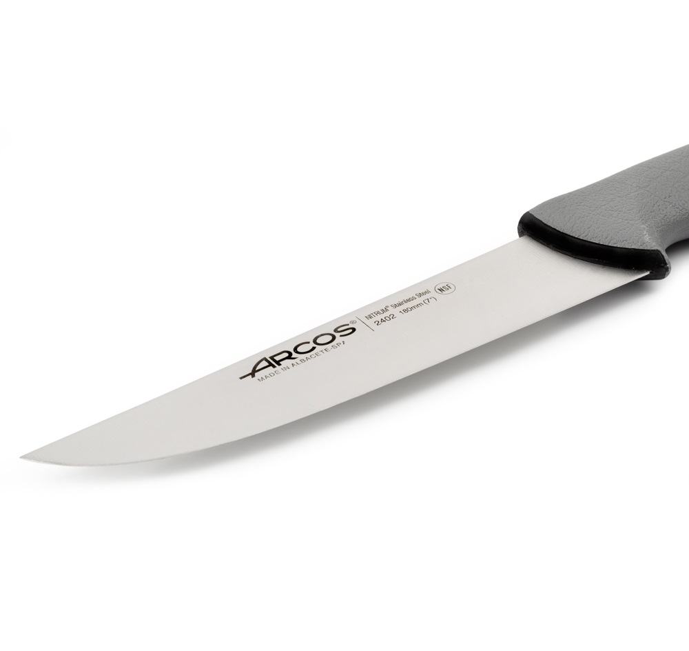 Couteau de boucher Arcos avec lame Colour Prof de 180 mm et manche gris double injection