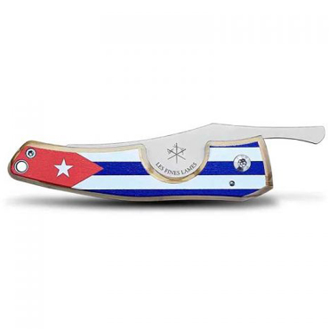Navaja de bolsillo y cortapuros con bandera de Cuba en mango