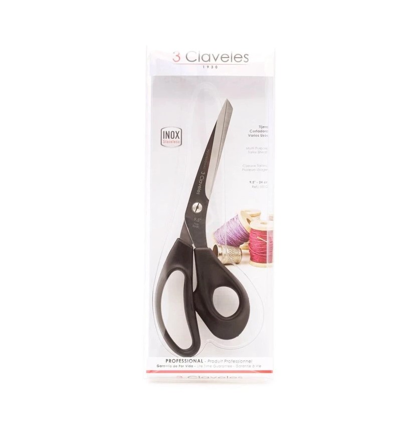 Tijeras cortadoras varios usos de 24 cm con mango de nylon negro 3 Claveles