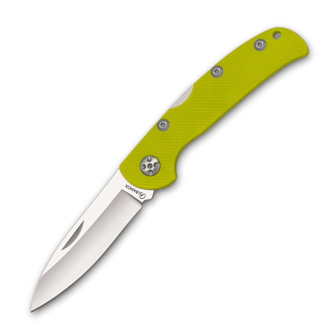 Taschenmesser mit gelbem Nylonfasergriff und 8 cm Klinge