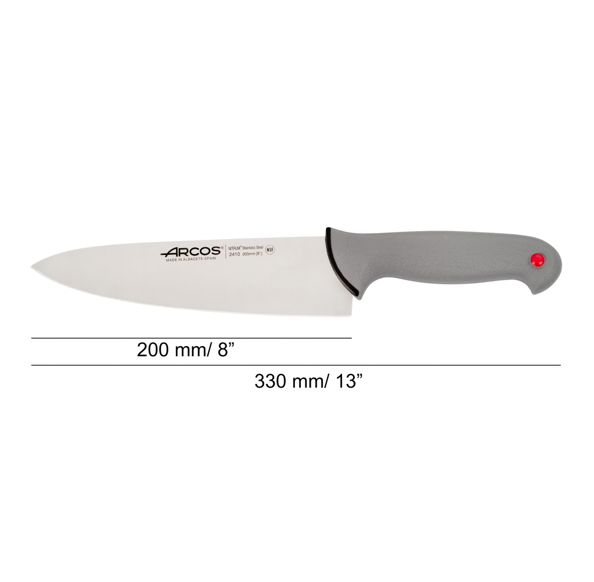 Cuchillo cocinero Arcos con hoja de 20 cm Colour prof mango doble inyección negro