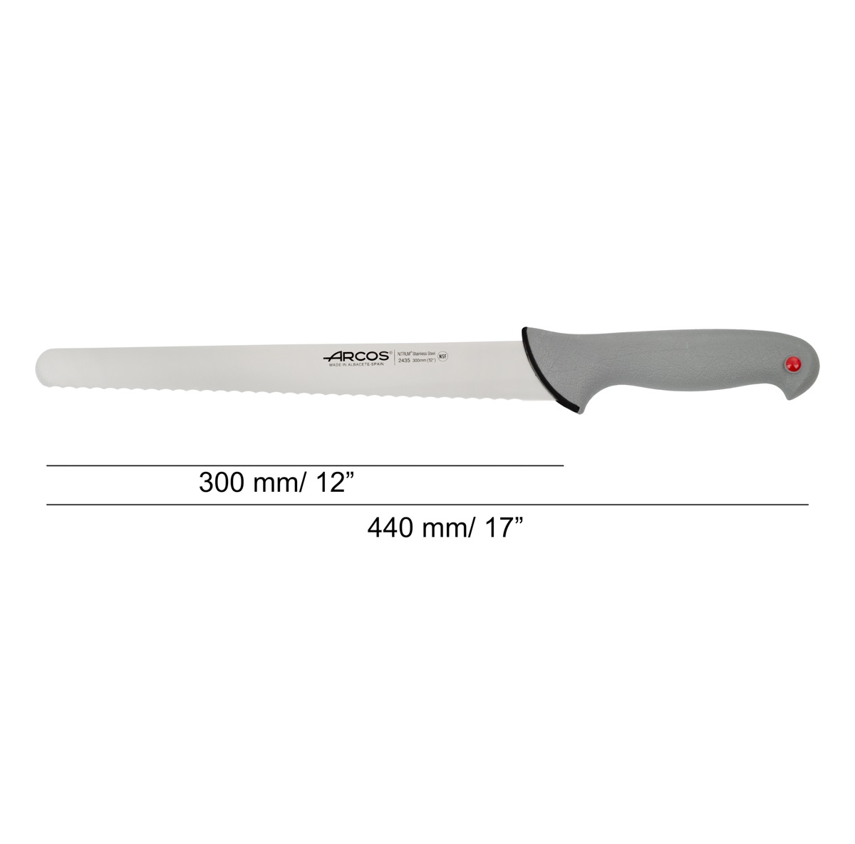 Cuchillo pastelero Arcos con hoja perlada de 30 cm Colour prof mango doble inyección gris