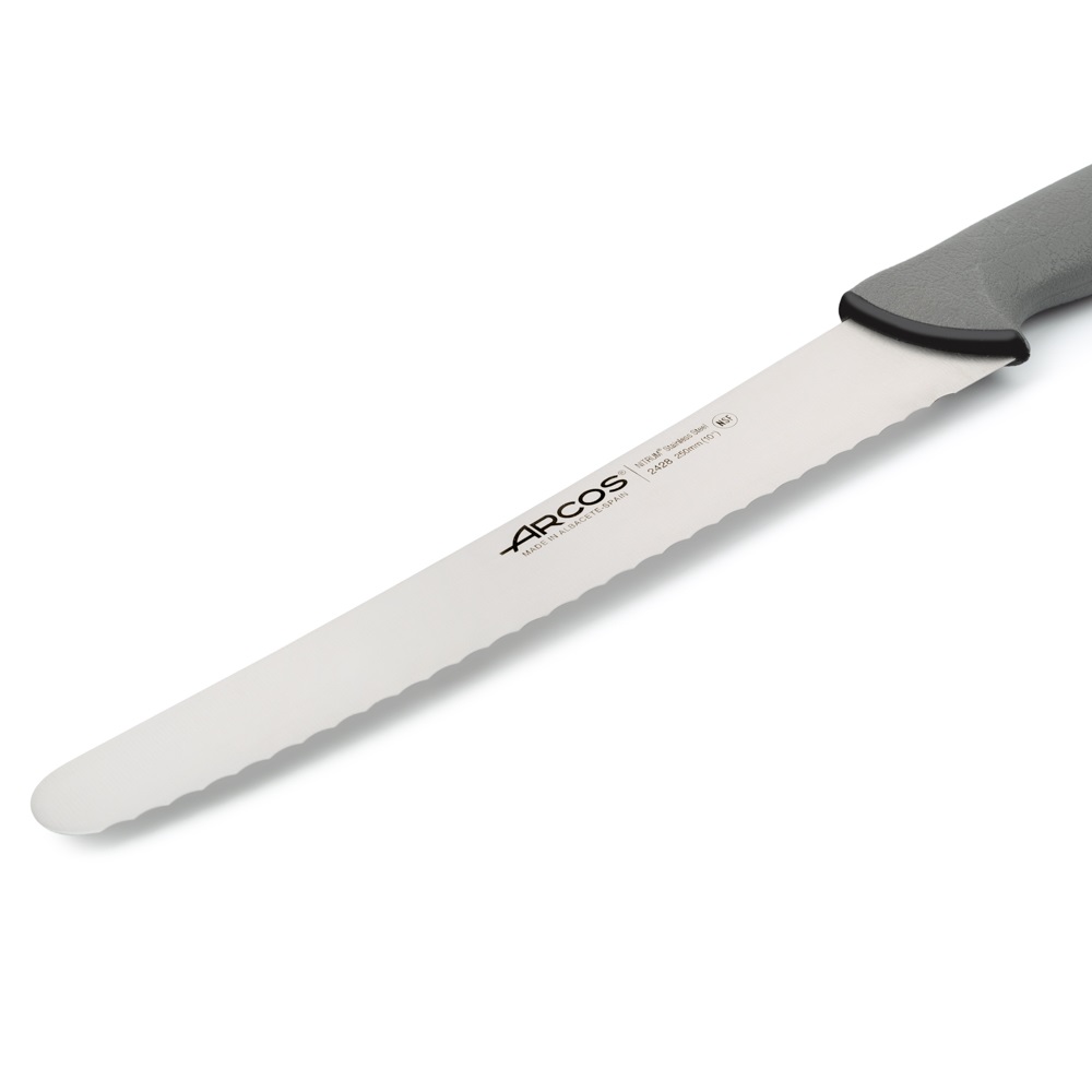 Cuchillo pastelero Arcos con hoja perlada de 25 cm Colour prof mango doble inyección gris