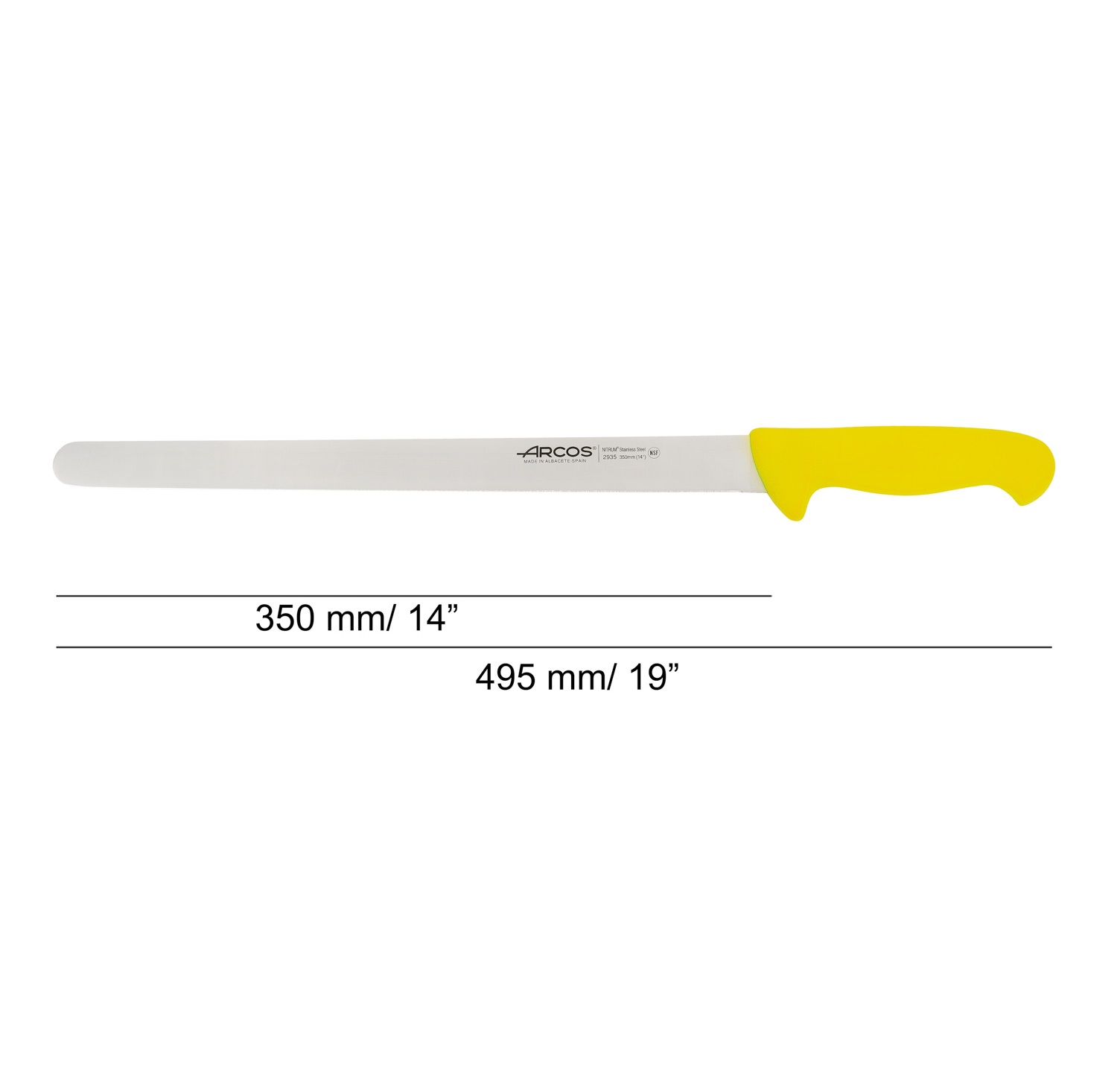 Couteau à viande série Arcos 2900 avec lame de 35 cm et manche en polypropylène.