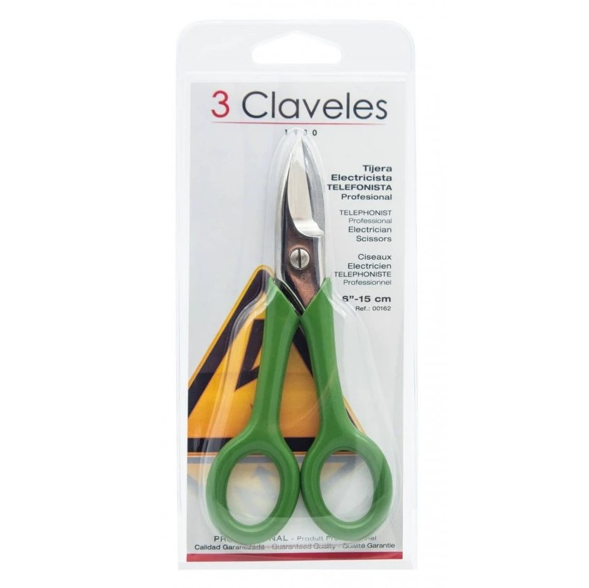 Tijeras de electricista telefonista 15 cm con mango plastificado 3 Claveles