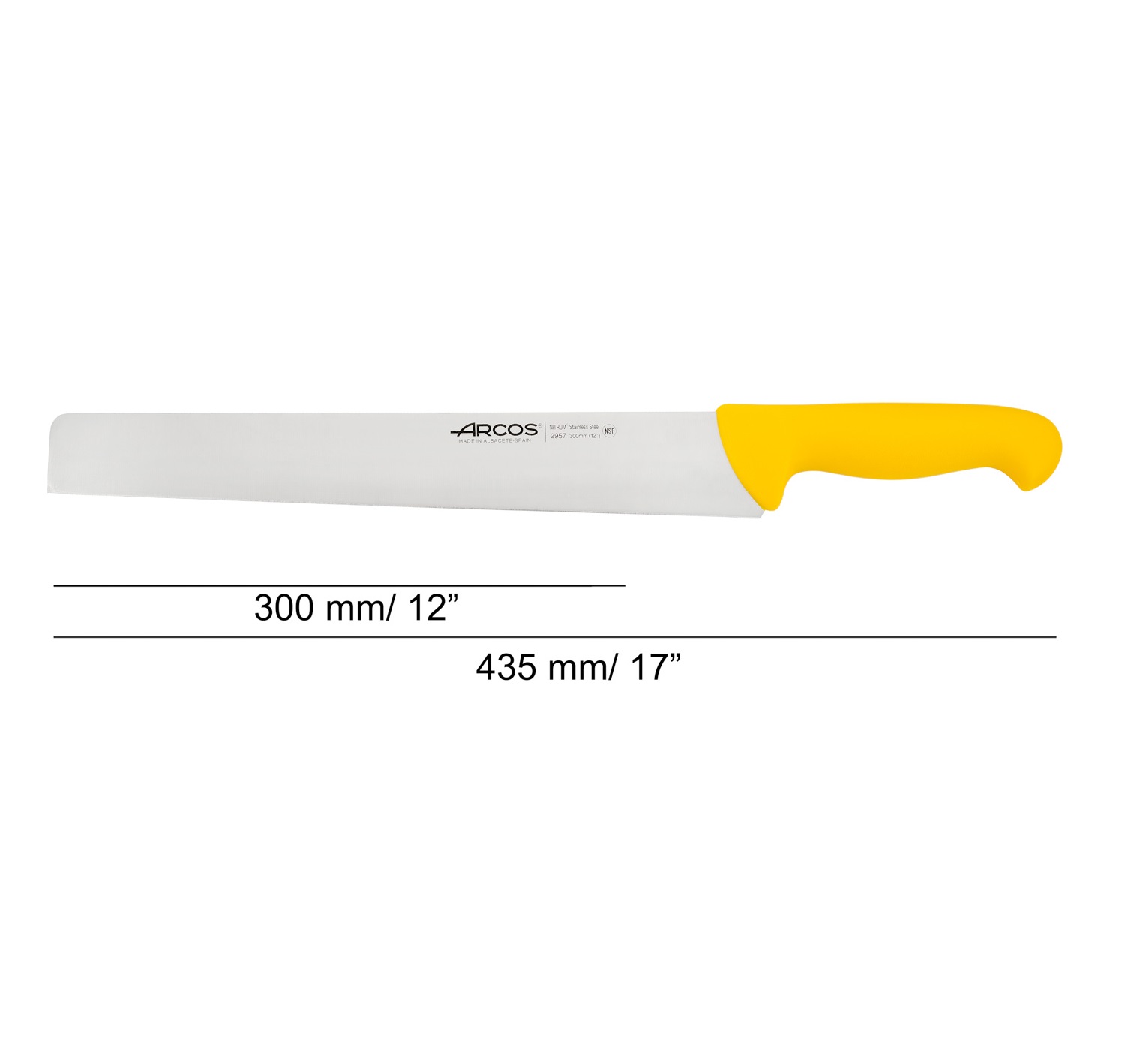 Cuchillo salami y queso Arcos con hoja recta de 30 cm mango de polipropileno de colores