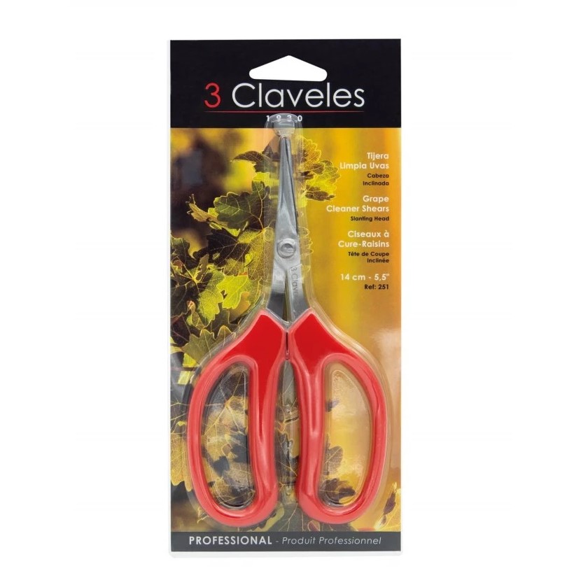 Tijera limpia uvas con mango plastificado 3 Claveles