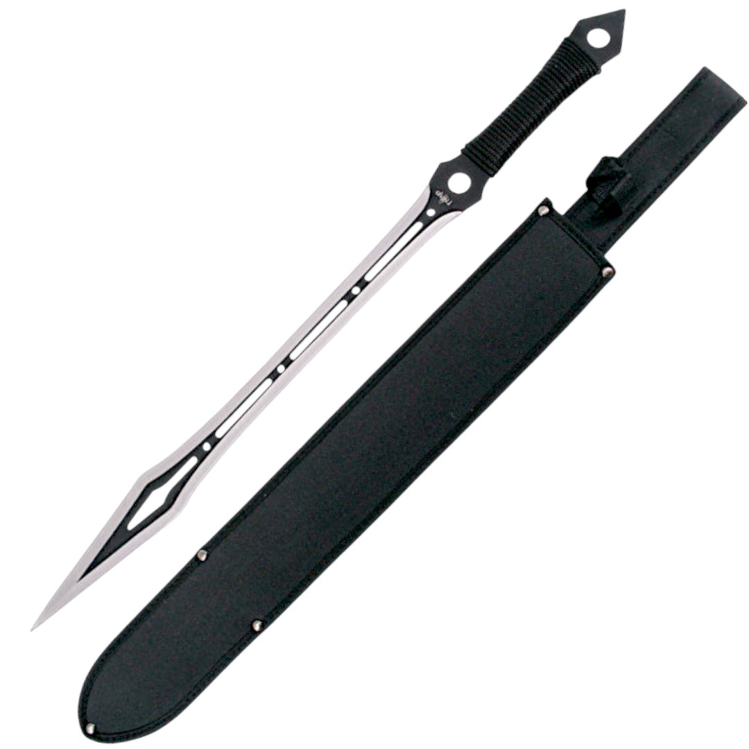 Machette avec lame en acier 420 noire et satinée et manche noir a...