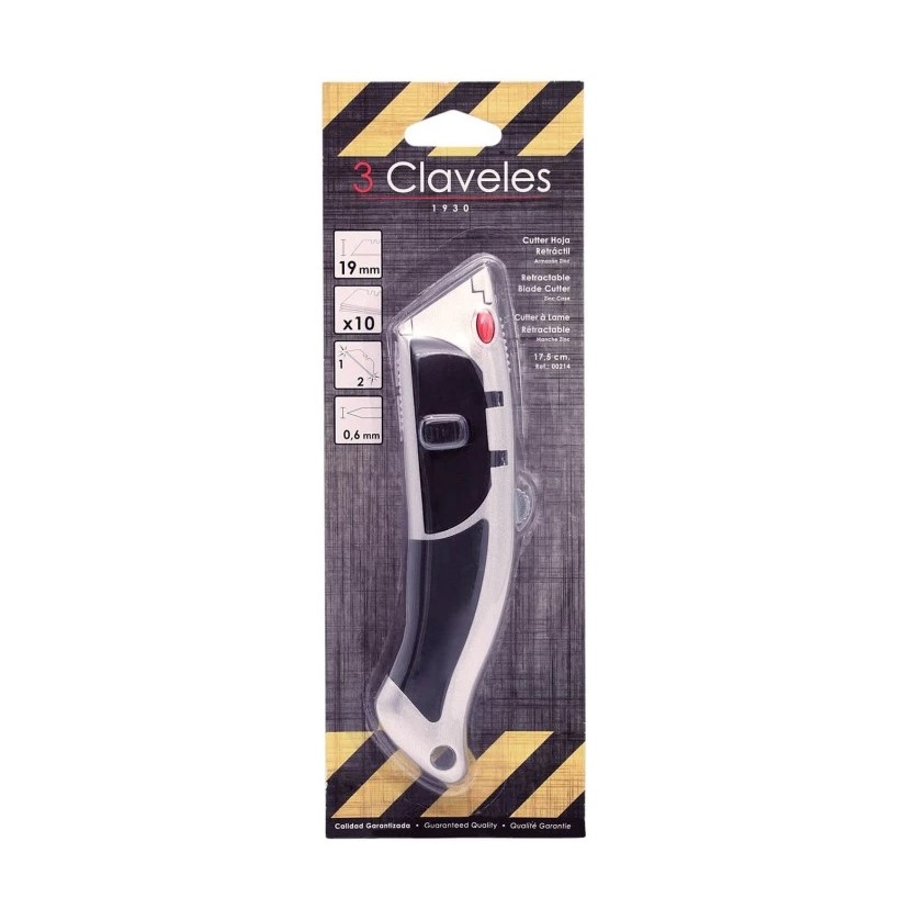 Cutter retráctil con cargador automático y mango de zinc 3 Claveles