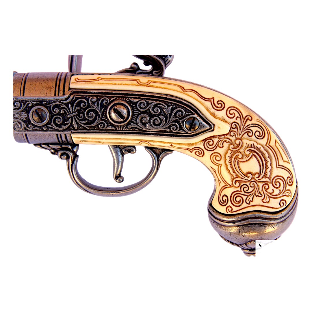 Réplique de pistolet antique, finition laiton 1016G