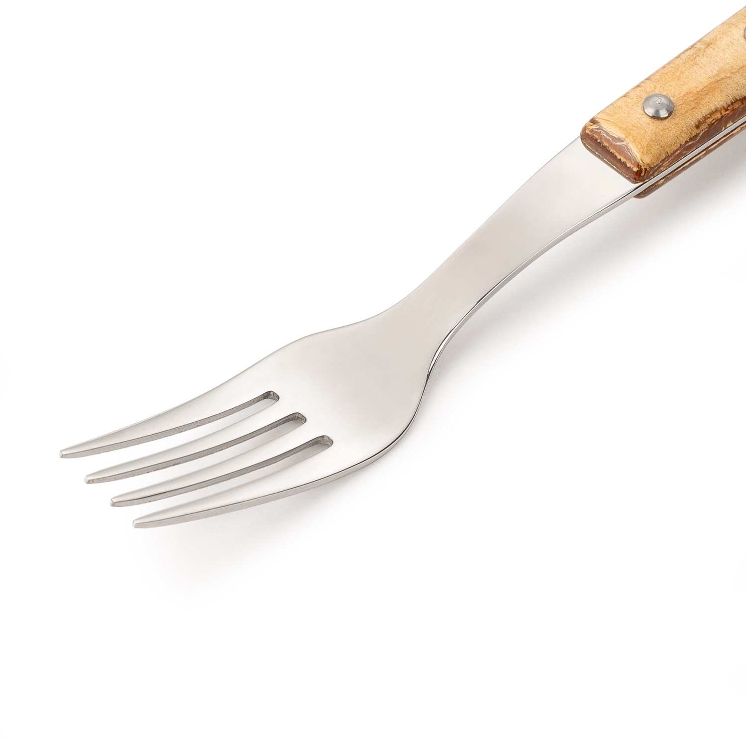 12 forchette da tavola Arcos da 200 mm con manico in legno compresso marrone chiaro