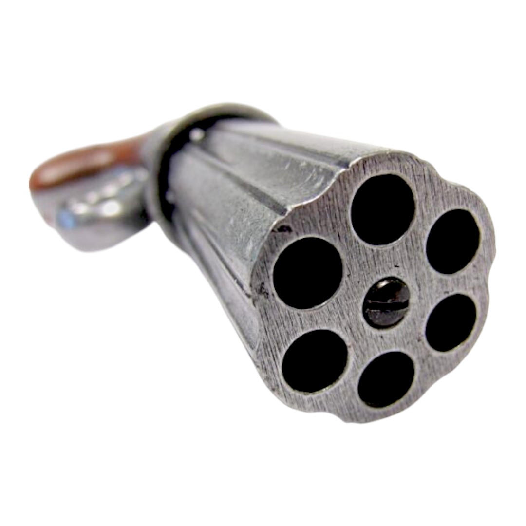 Replik eines 6-läufigen Pfefferrevolvers mit brünierter Oberfläche