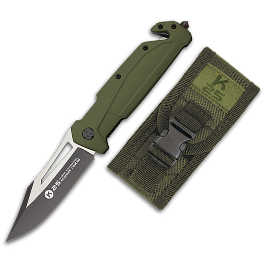 Canivete tatico K25 com cortador de cinto de lamina dupla