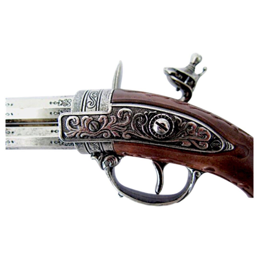 Pistolet à silex à double canon, France, XVIIIe siècle, 1308