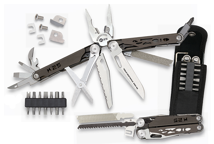 K25 multipurpose pliers with eleven uses and case