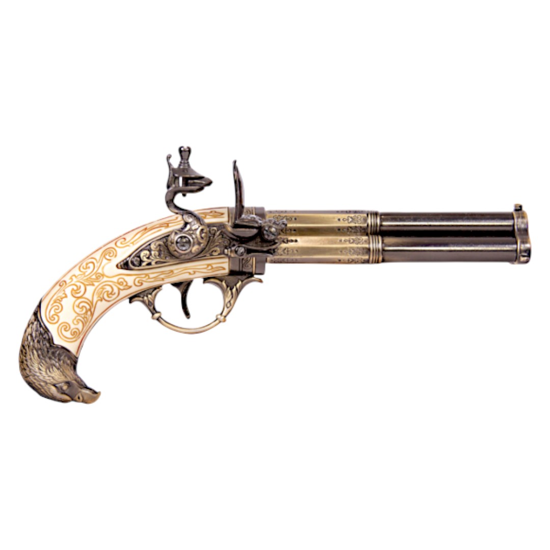 Dreiläufige Steinschlosspistole, Frankreich, 18. Jahrhundert 5306