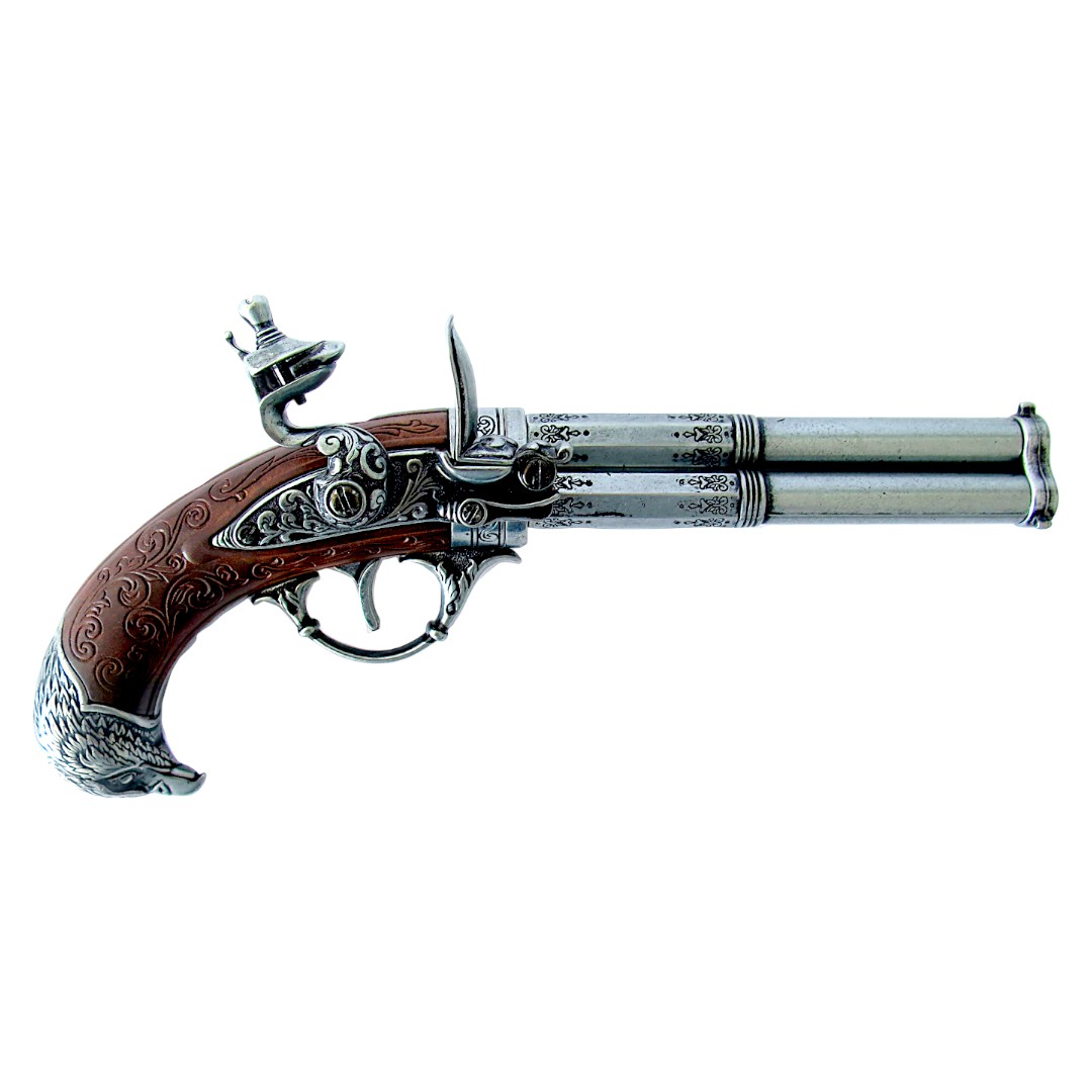 Dreiläufige Steinschlosspistole, Frankreich, 18. Jahrhundert, 1306