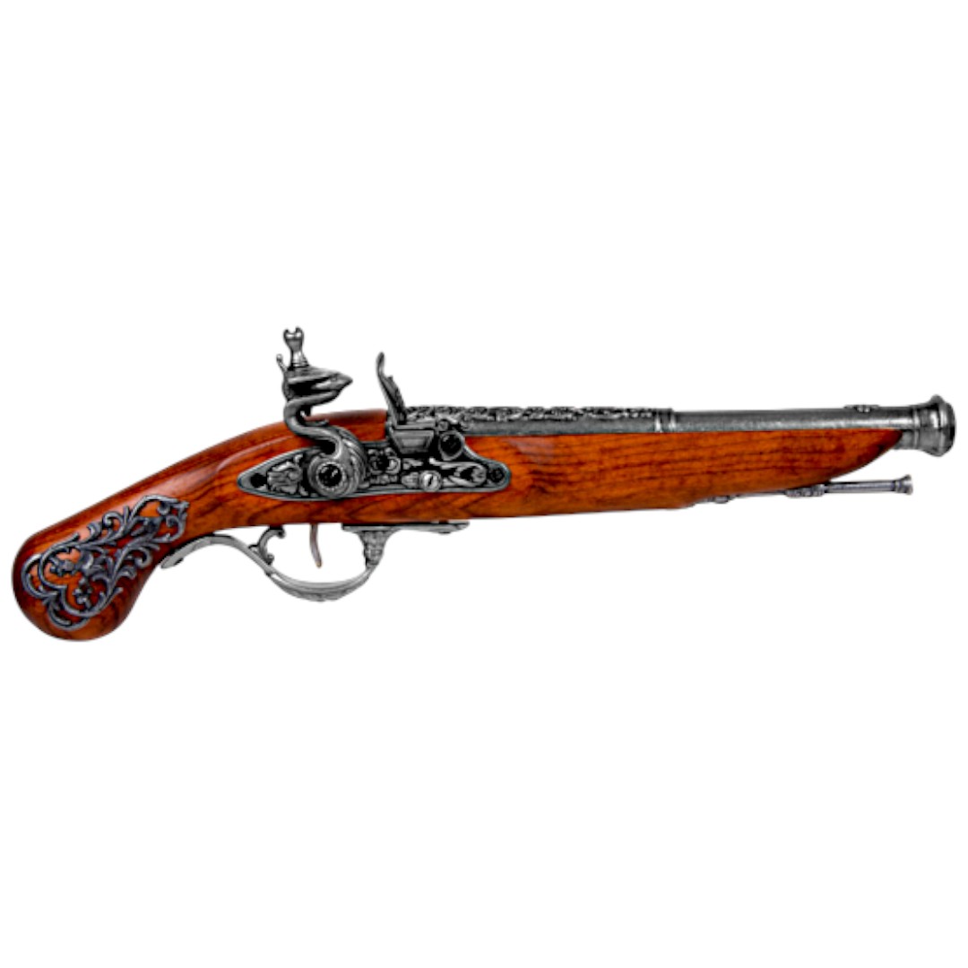 England-Steinschlosspistole aus dem 18. Jahrhundert aus Holz und Metall