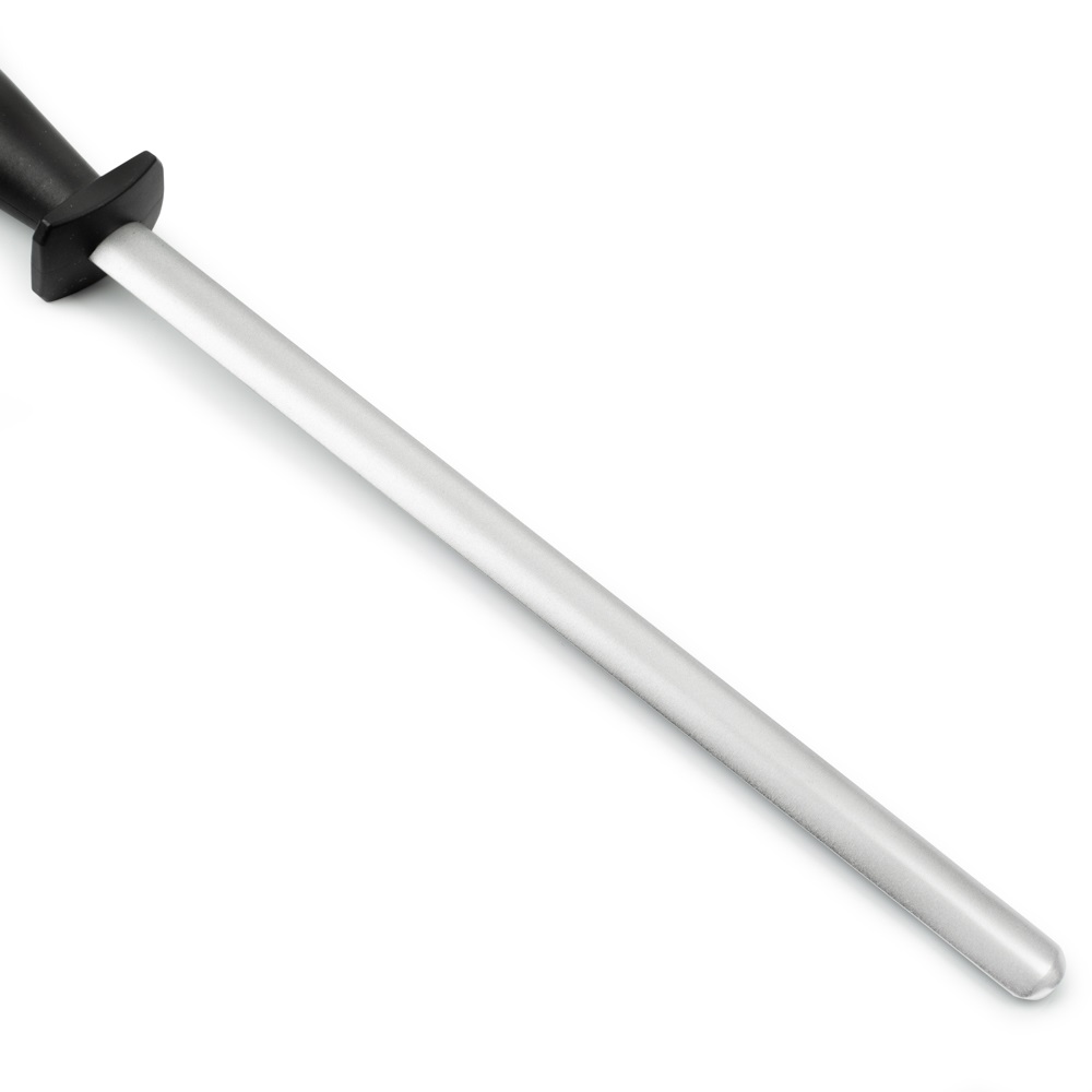 Fusil à aiguiser ovale Arcos 280 x 17 mm avec revêtement diamant, manche et crochet en polypropylène noir