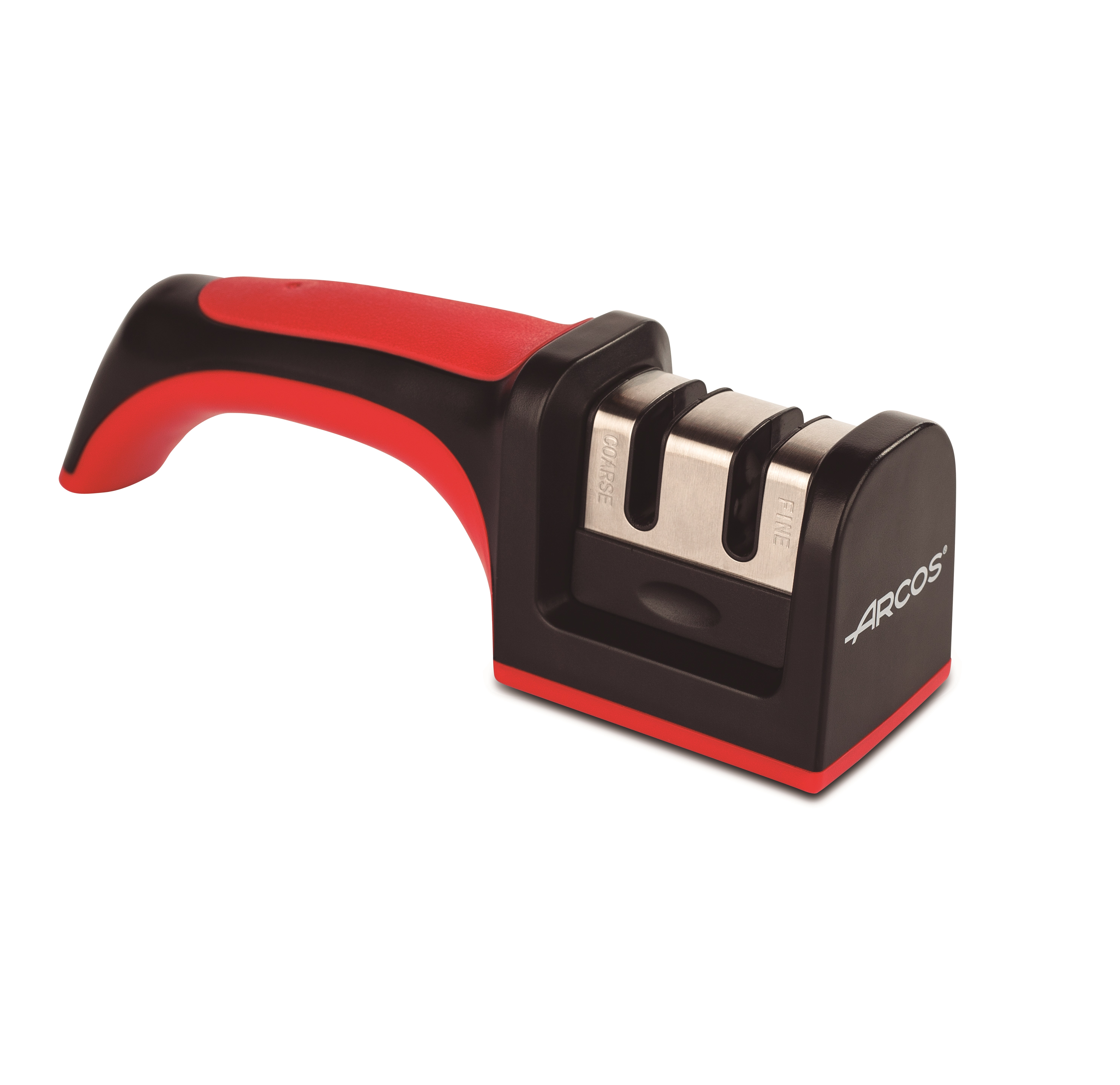 Arcos knife sharpener with handle made of red and black ABS