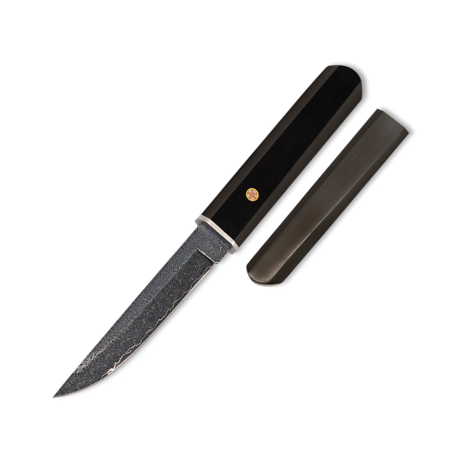 Cuchillo con hoja de 11cm con acabado damasco envejecido