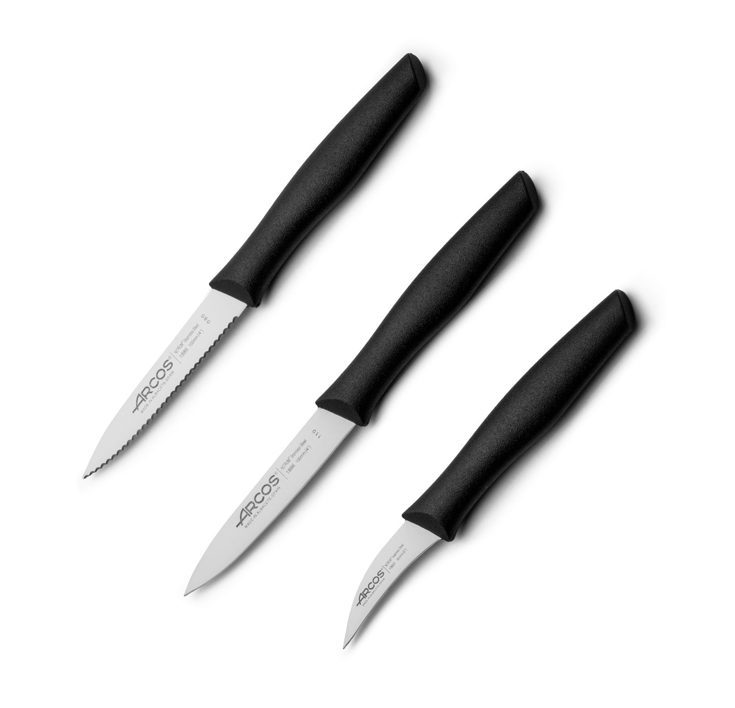 Ensemble de 3 couteaux d'office Arcos Nova : 1 couteau incurvé av...