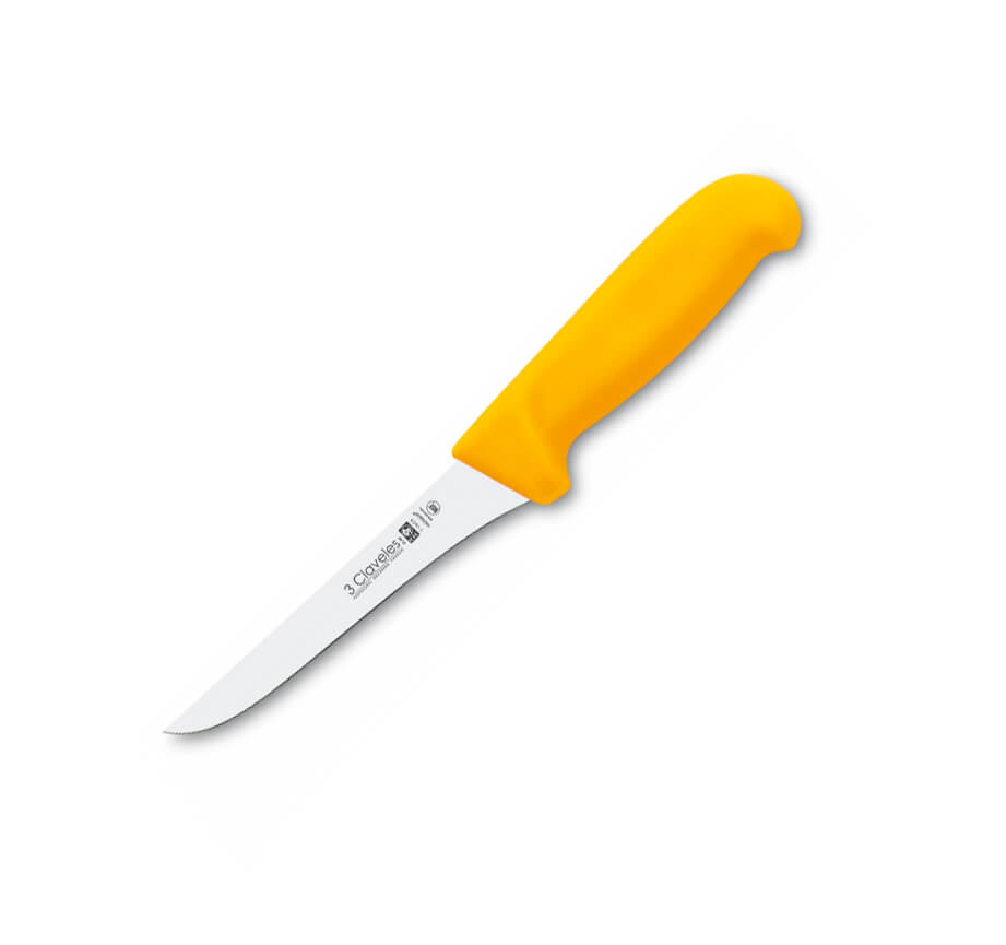 Cuchillo carnicero deshuesador de 13 cm de hoja con mango amarill...