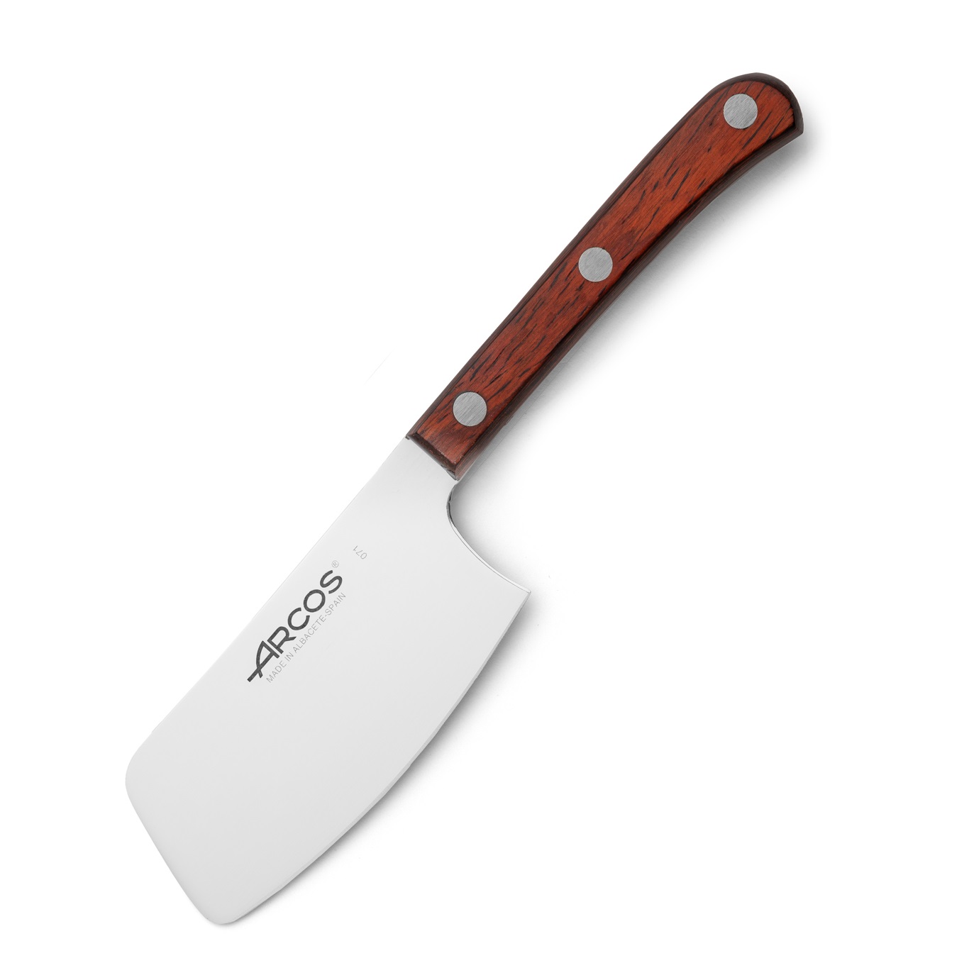 Arcos steak knife with a 9cm full tang axe-style blade and wooden handle