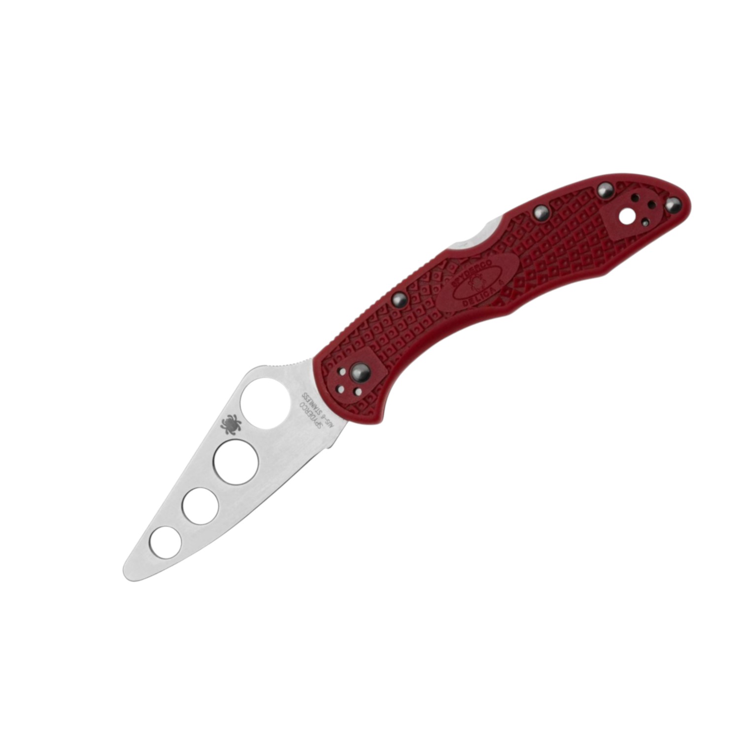 Spyderco Delica 4 Trainer C11TR, navaja de entrenamiento sin filo con mango de FRN rojo