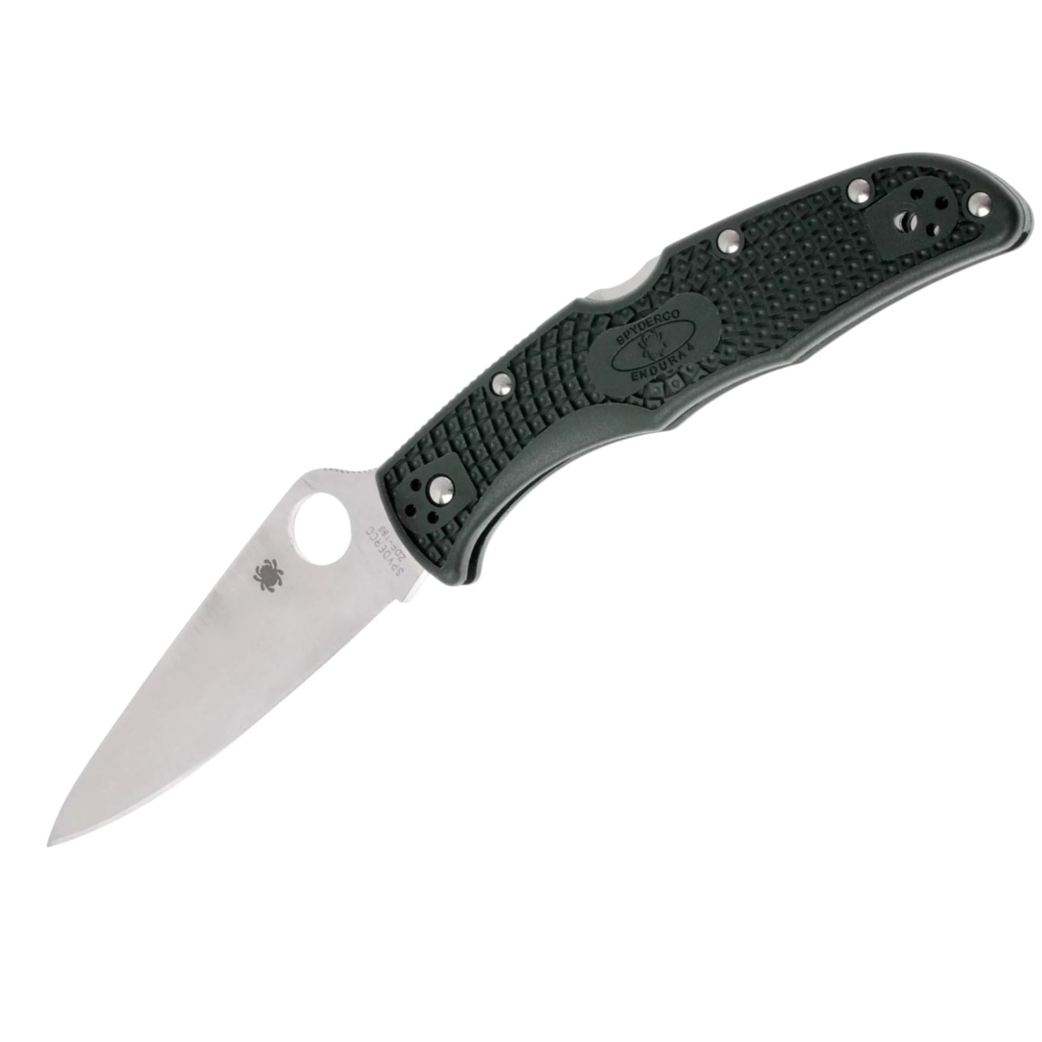 Spyderco Endura 4 C10PGRE, folding knife with ZDP189 plain blade and green FRN handle