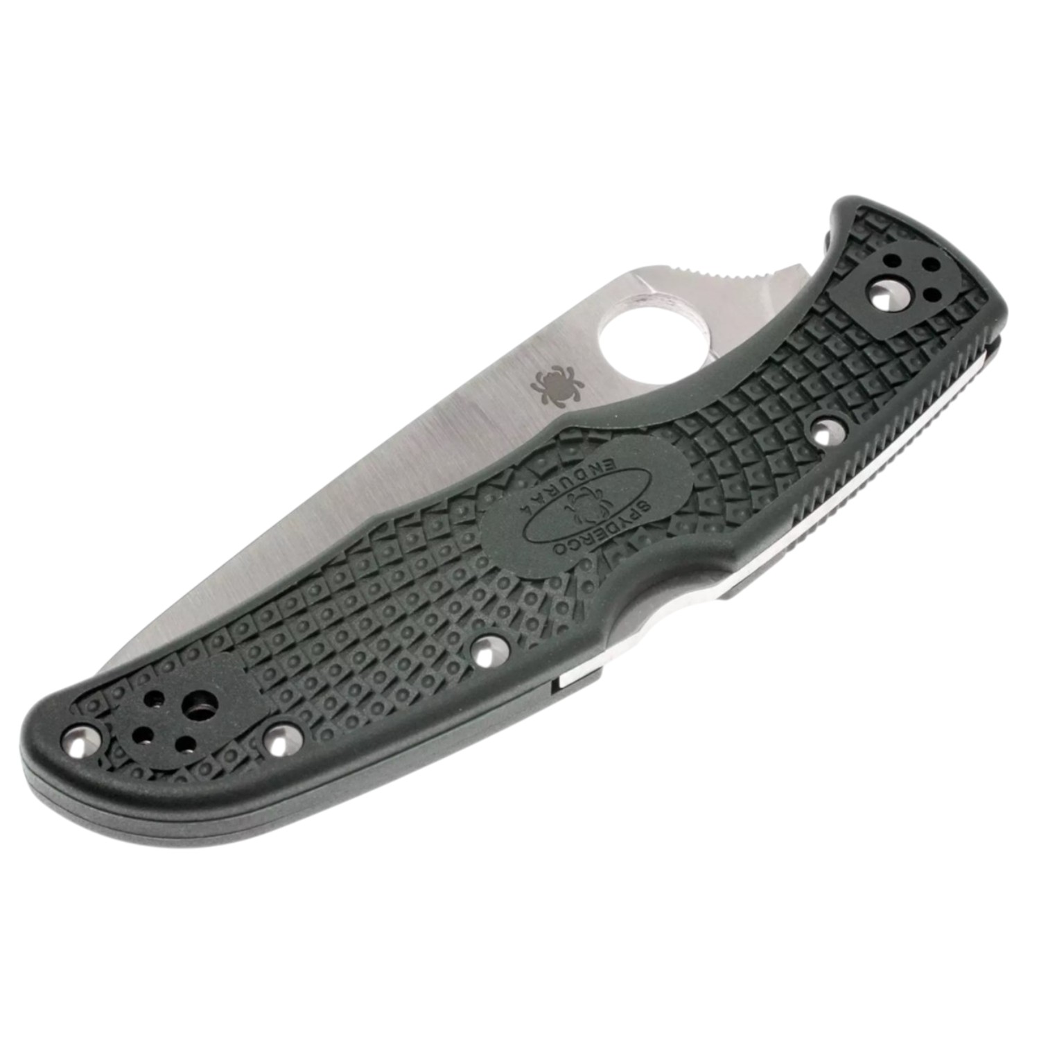 Spyderco Endura 4 C10PGRE, folding knife with ZDP189 plain blade and green FRN handle