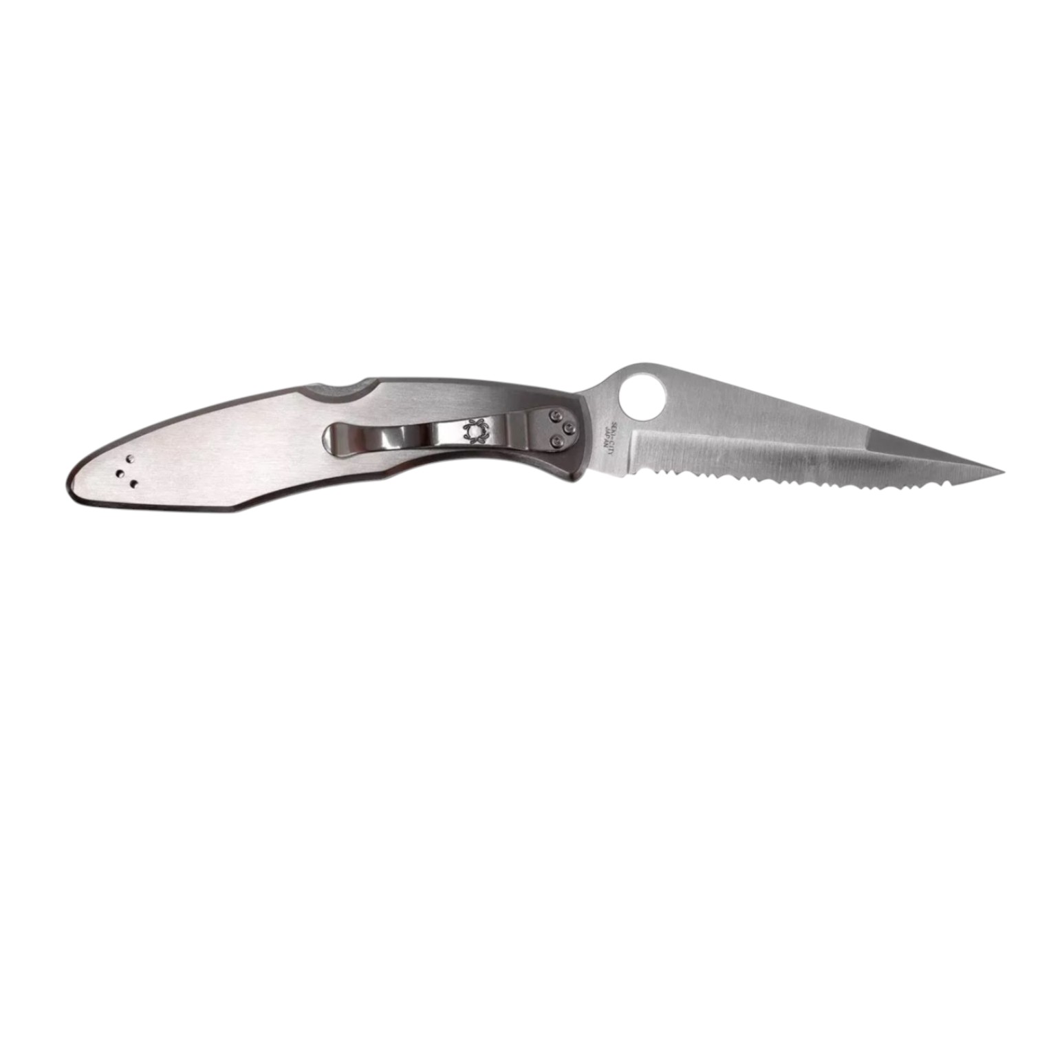 Couteau de poche Spyderco Police C07S en acier inoxydable, lame dentelée en acier VG10 et manche en acier inoxydable