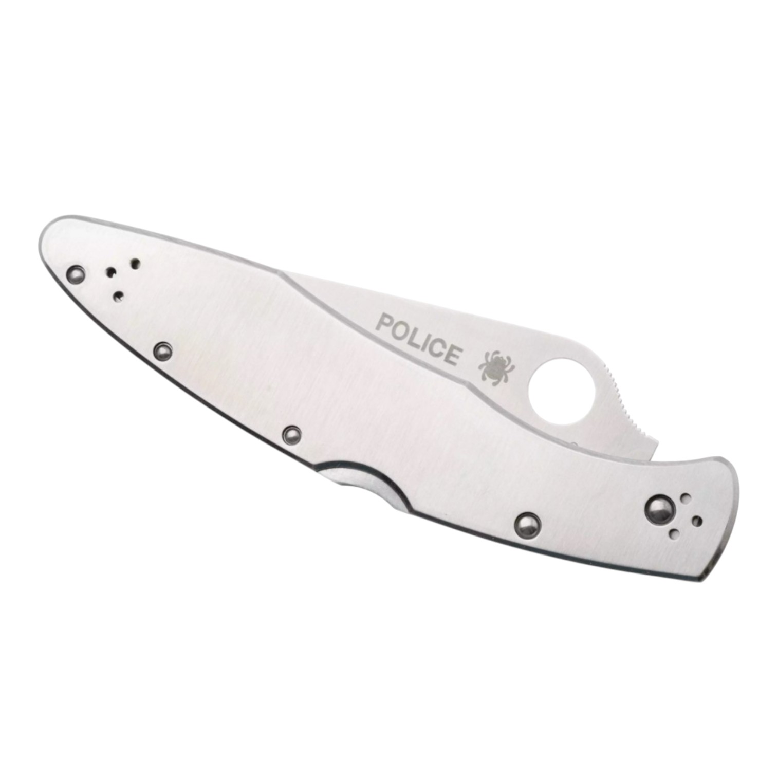 Couteau de poche Spyderco Police C07PS en acier inoxydable, lame semi-dentelée en acier VG10 et manche en acier inoxydable