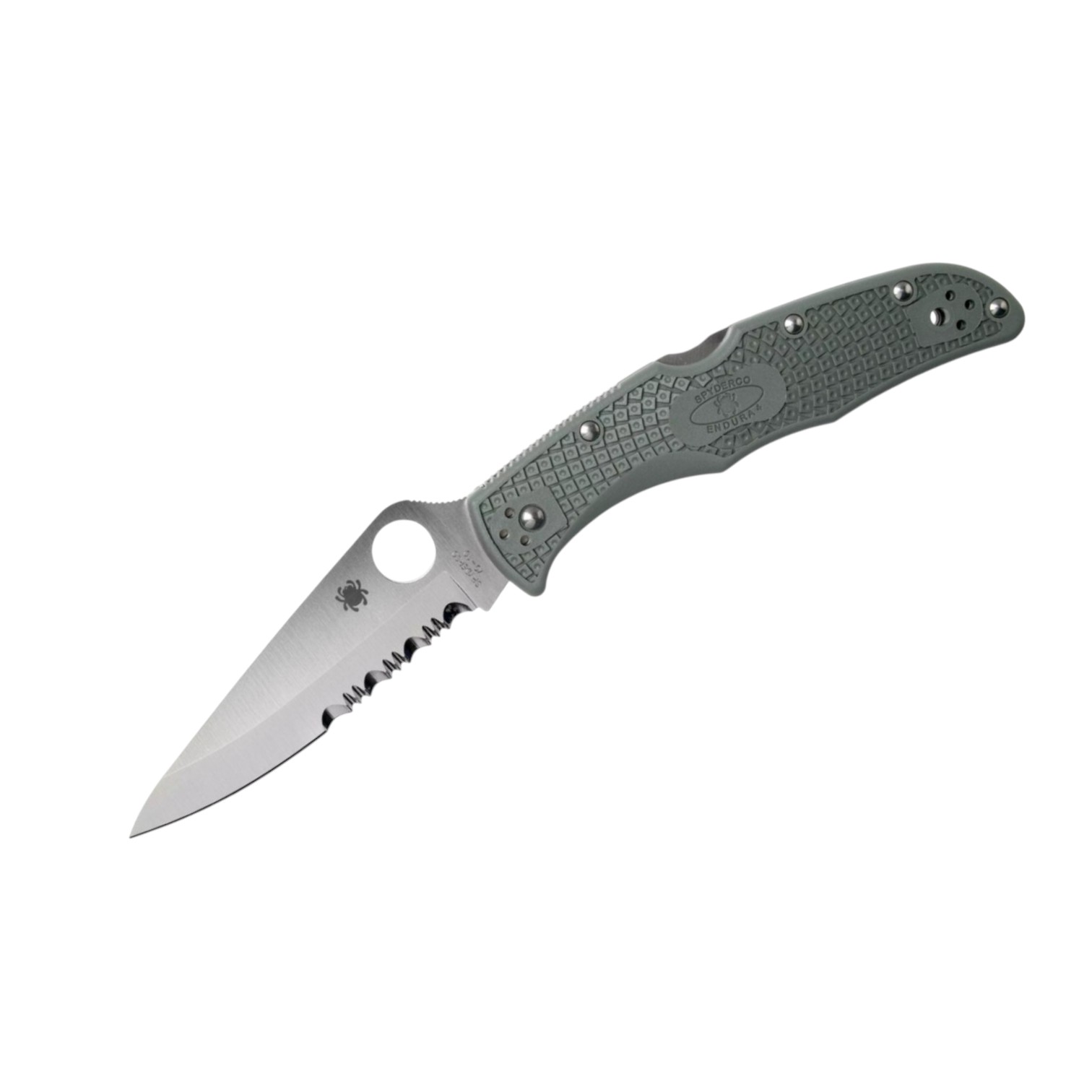 Spyderco Endura 4 C10PSFG, knife with VG10 blade with semi-serrated edge and green FRN handle