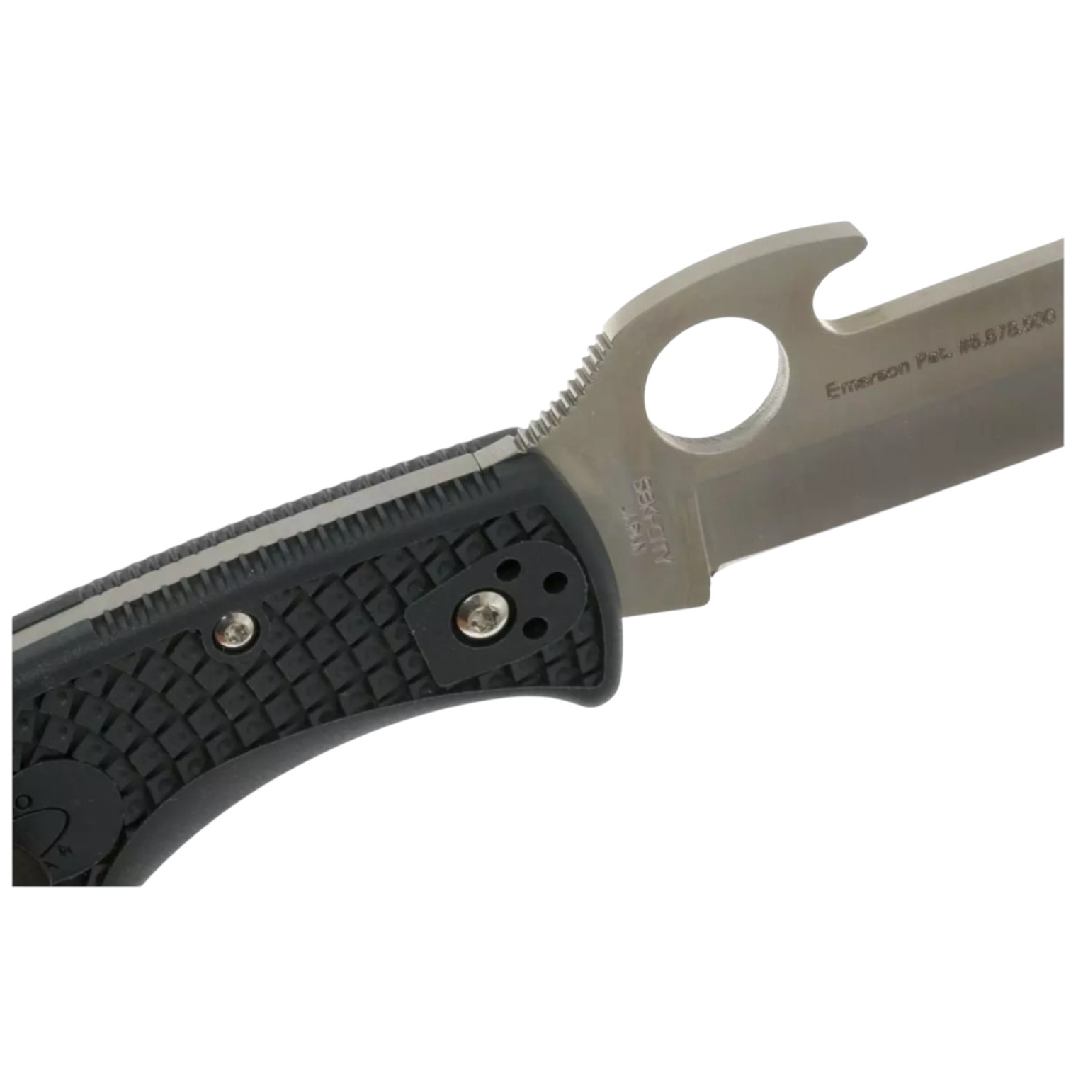 Spyderco Endura 4 PE Wave Emerson C10PGYW, VG10 plain edge knife with Emerson opening and black FRN handle