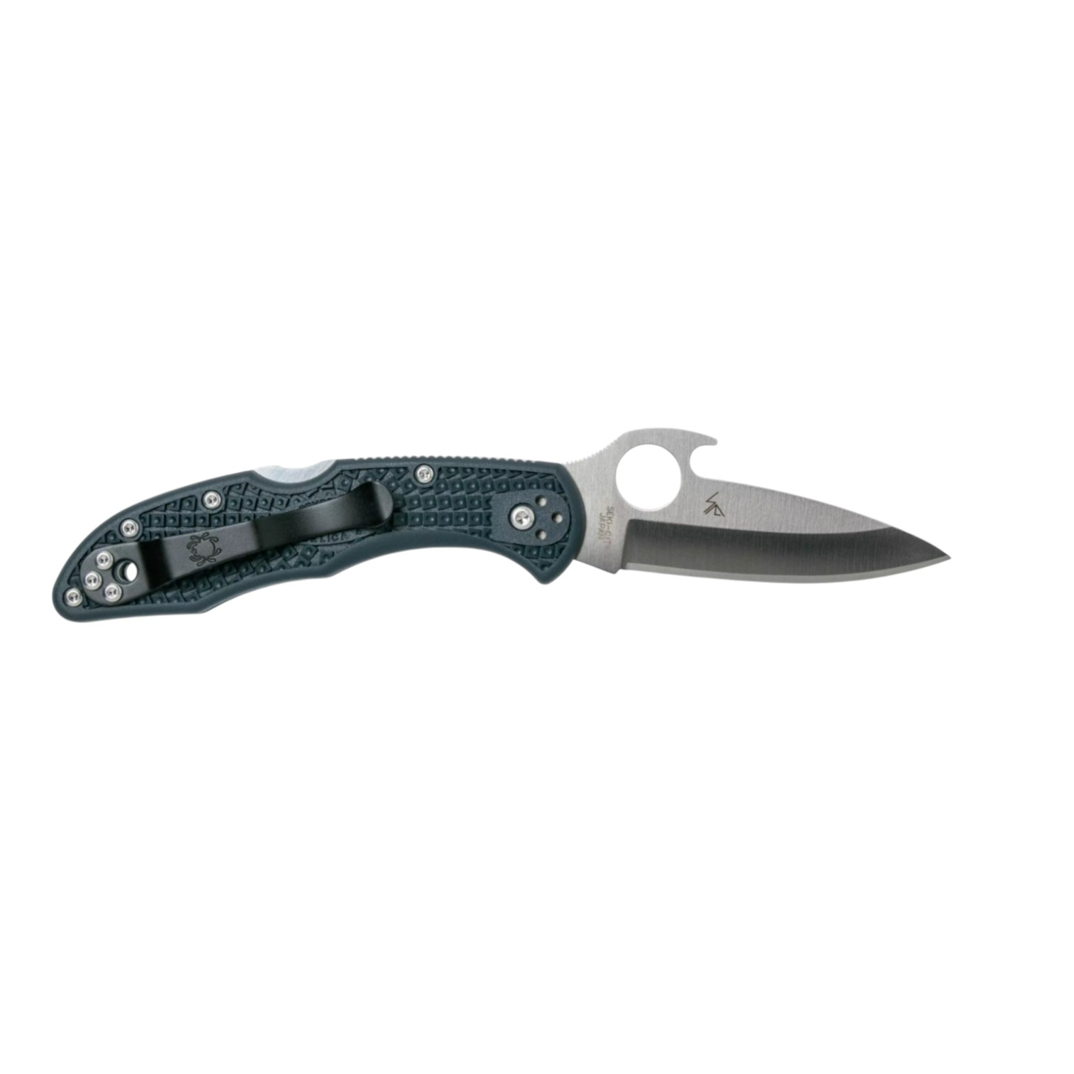 Spyderco Delica 4 Wave C11PGYW, VG10 plain edge folding knife with green FRN handle