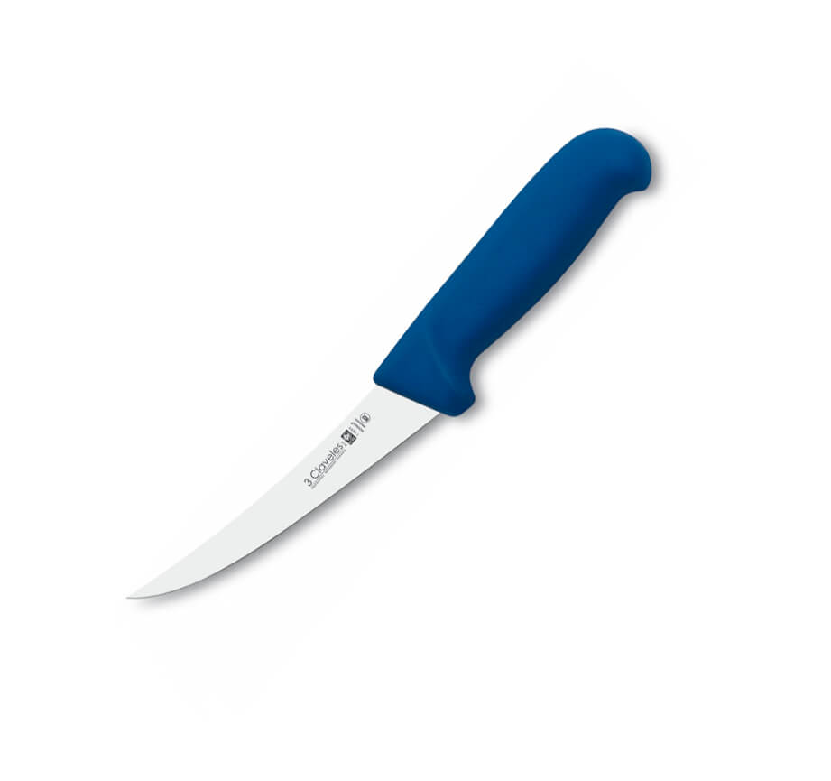 Cuchillo deshuesador curvo con mango azul y hoja de 13 cm 3 Clave...