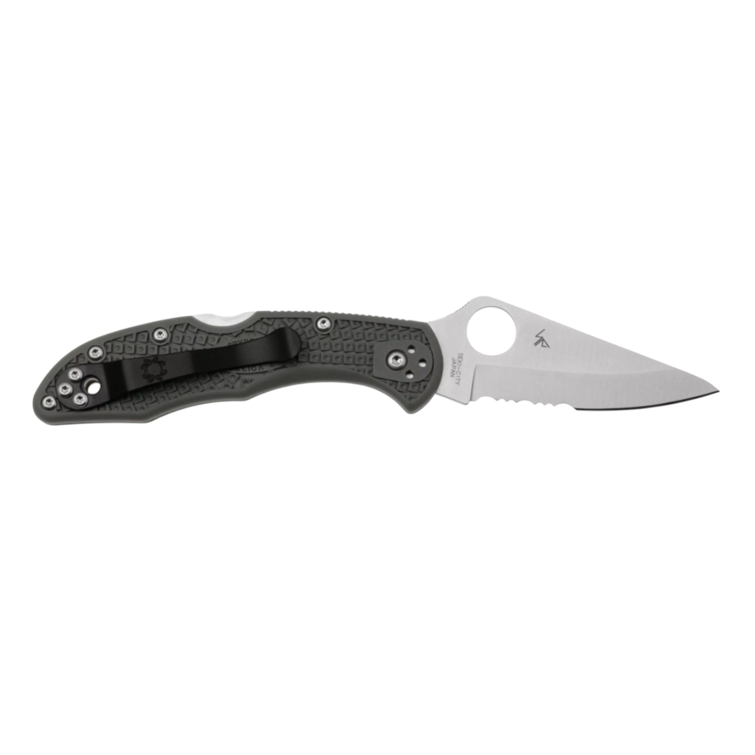 Spyderco Delica 4 lightweight C11PSFG, VG10 semi-serrated edge knife with green FRN handle