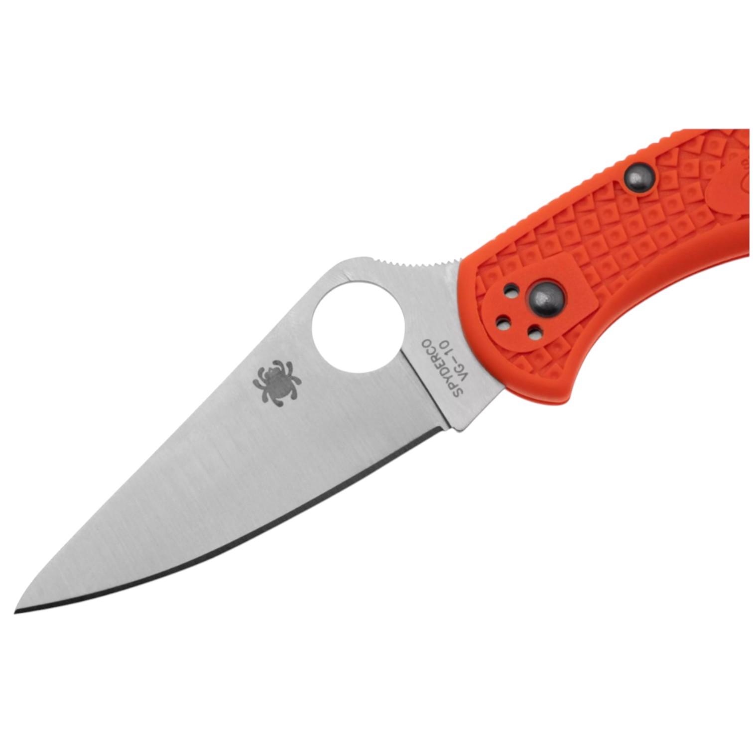 Spyderco Delica 4 C11FPOR, VG10 flat edge knife with orange FRN handle