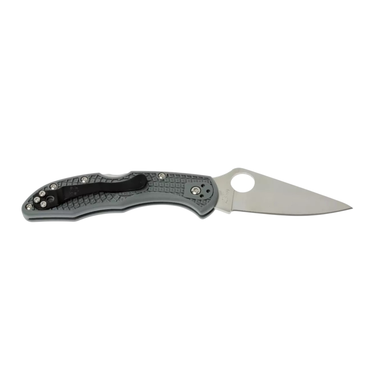 Spyderco Delica 4 C11FPGY, VG10 flat edge knife with gray FRN handle