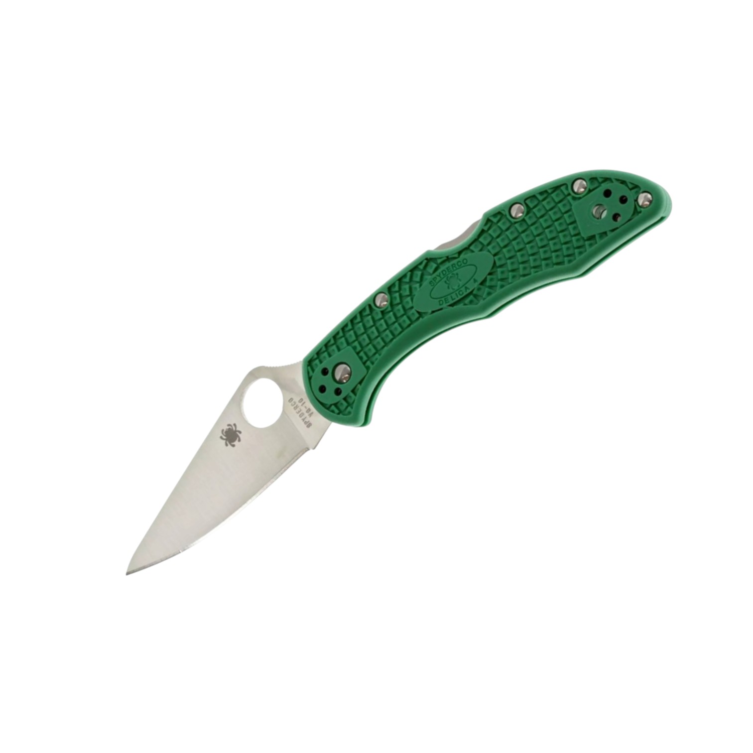 Spyderco Delica 4 C11FPGR, VG10 flat edge knife with green FRN ha...