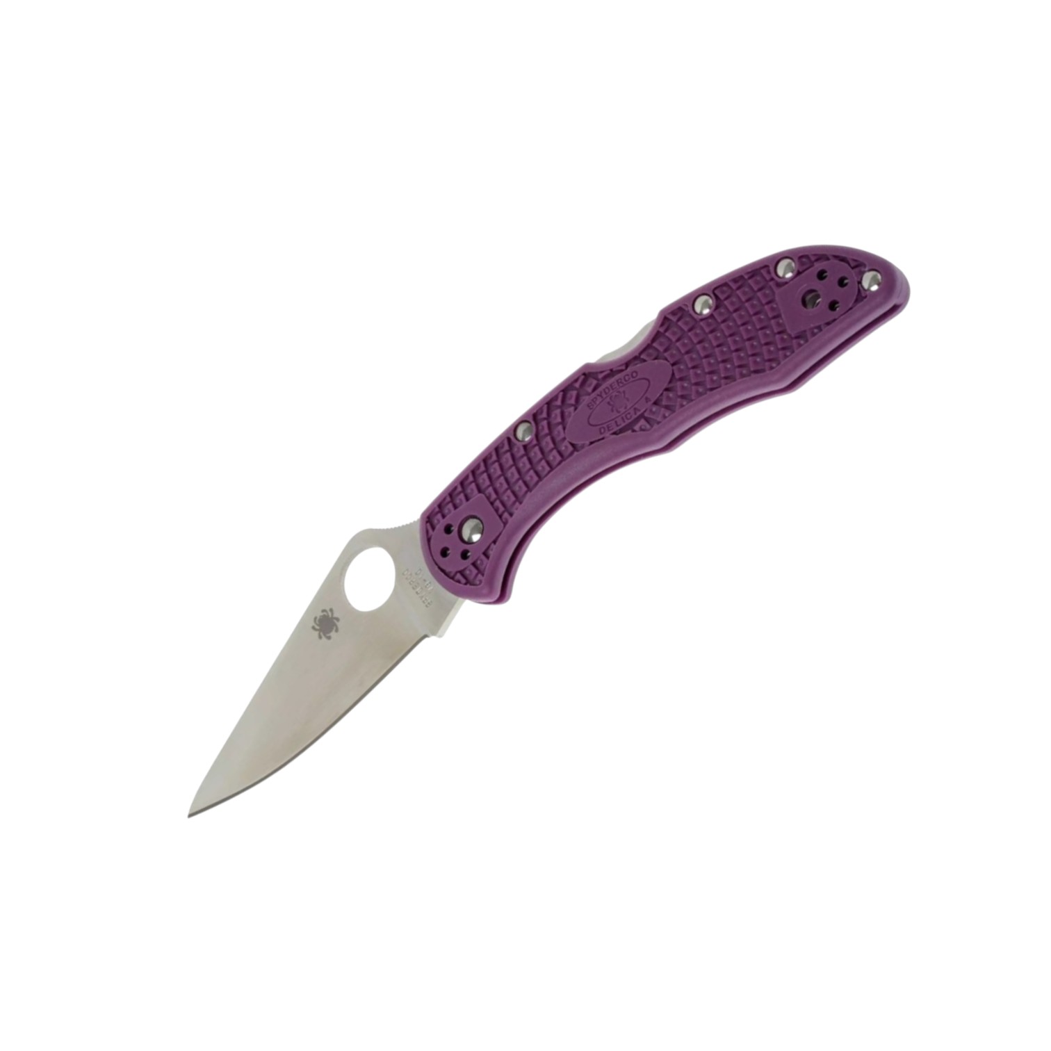 Spyderco Delica 4 C11FPPR, VG10 flat edge knife with purple FRN handle