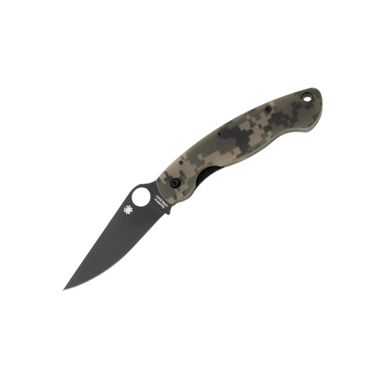 Spyderco Military PE C36GPCMOBK navaja táctica con mango de G-10 camo y hoja negra con filo plano