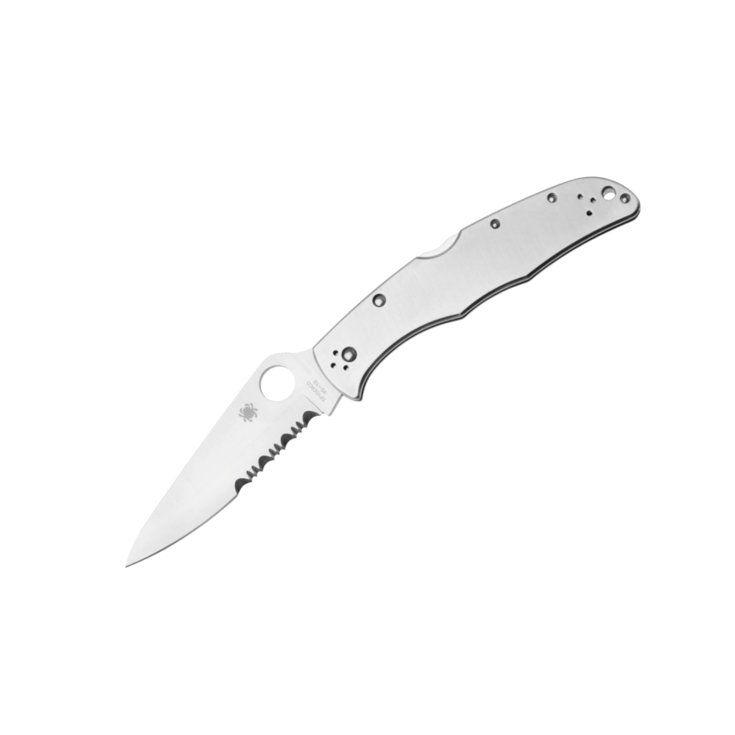 Spyderco Endura 4 C10PS navaja con mango de acero inoxidable y hoja mitad serrada