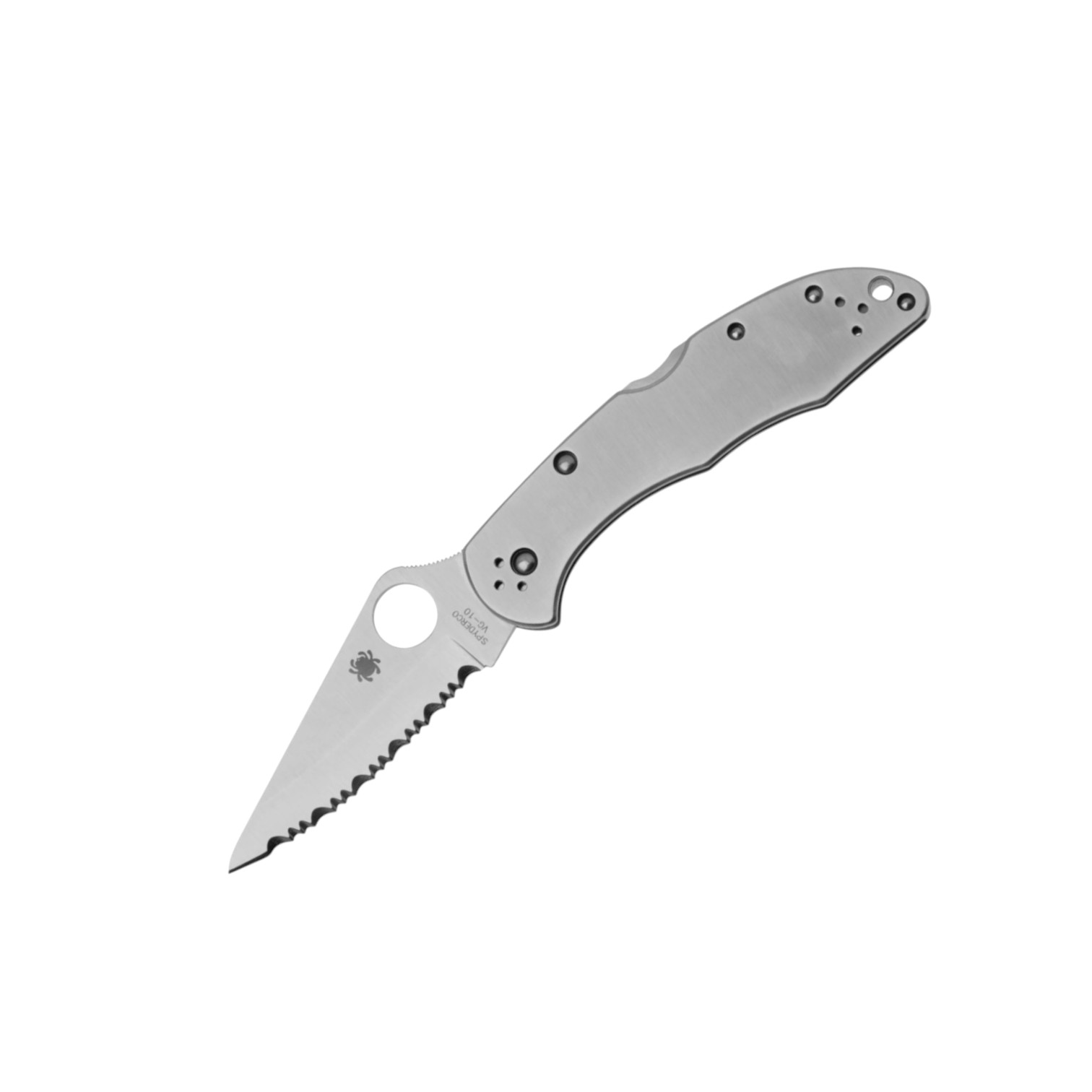 Spyderco Delica 4 C11S navaja lockback con mango de acero inoxidable y filo serrado