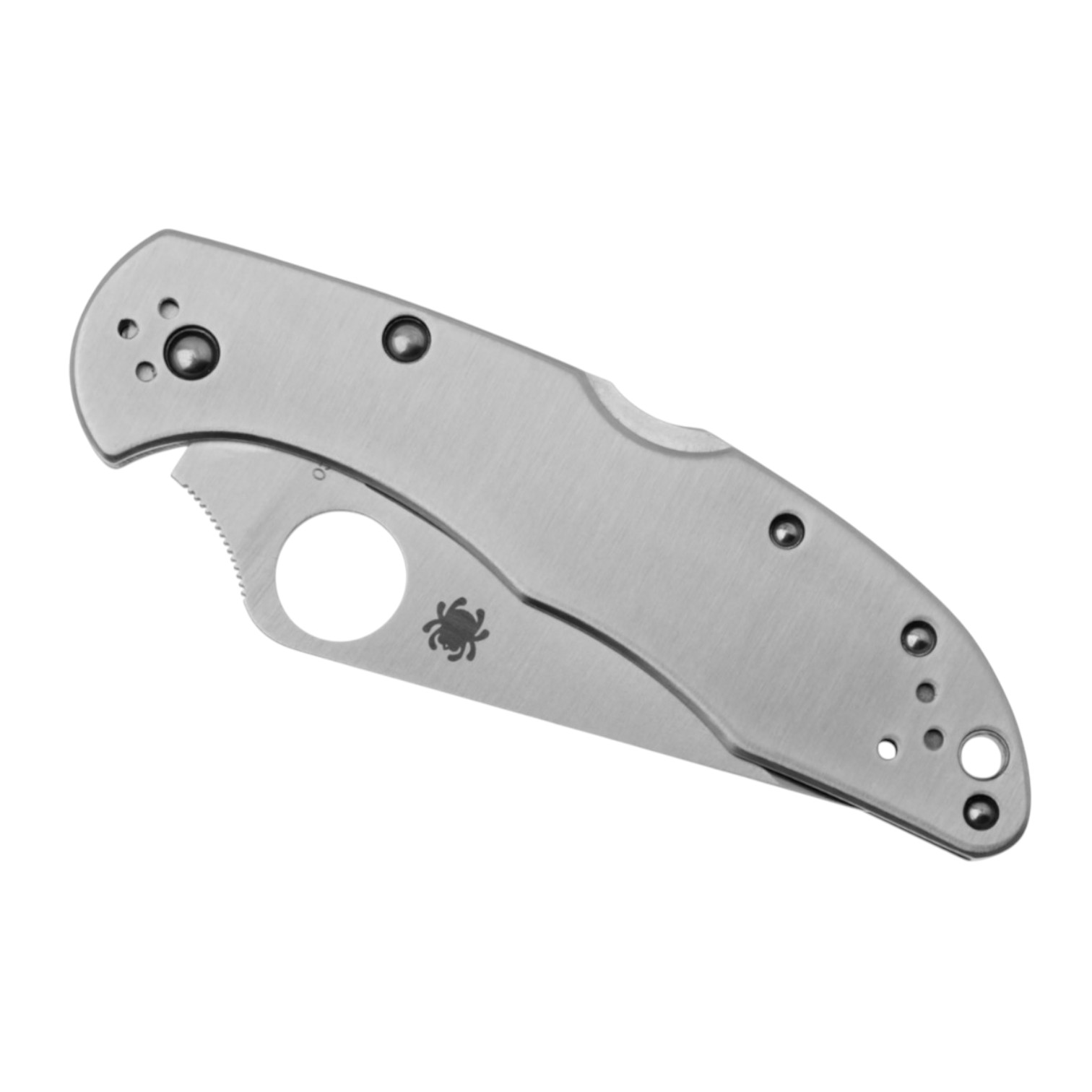 Spyderco Delica 4 C11S navaja lockback con mango de acero inoxidable y filo serrado