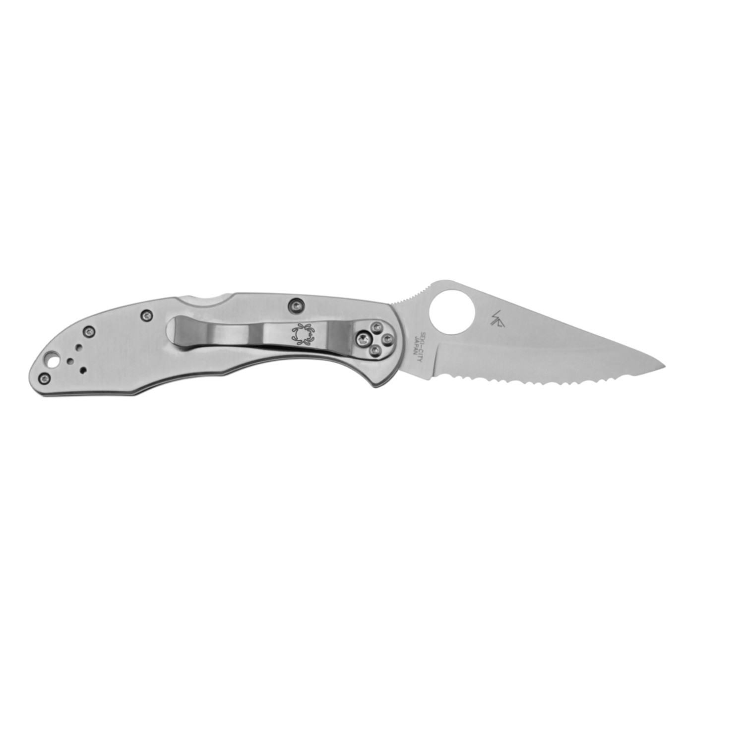 Spyderco Delica 4 C11S navaja lockback con mango de acero inoxidable y filo serrado