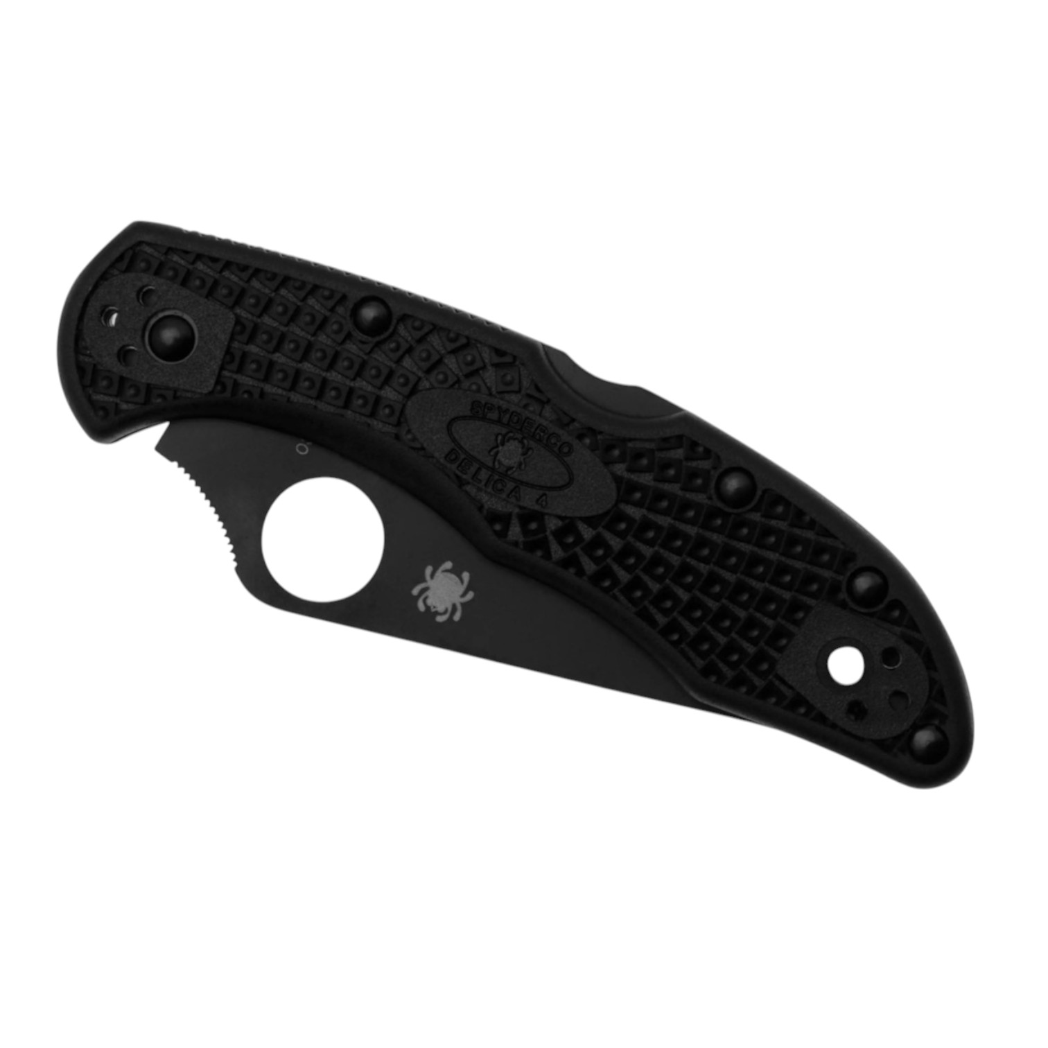 Spyderco Delica 4 C11PSBBK navaja lockback con mango de FRN negro y hoja negra con filo semi serrado