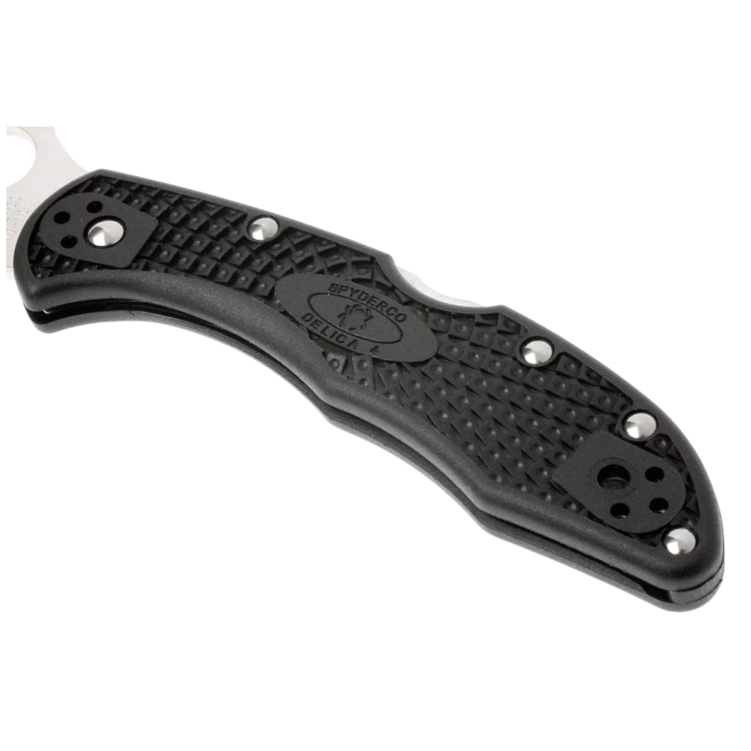 Spyderco Delica 4 C11PBK navaja lockback con mango de FRN negro y hoja negra con filo liso
